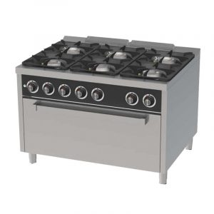 Cocina industrial 6 fuegos con horno MAXI HR Fainca
